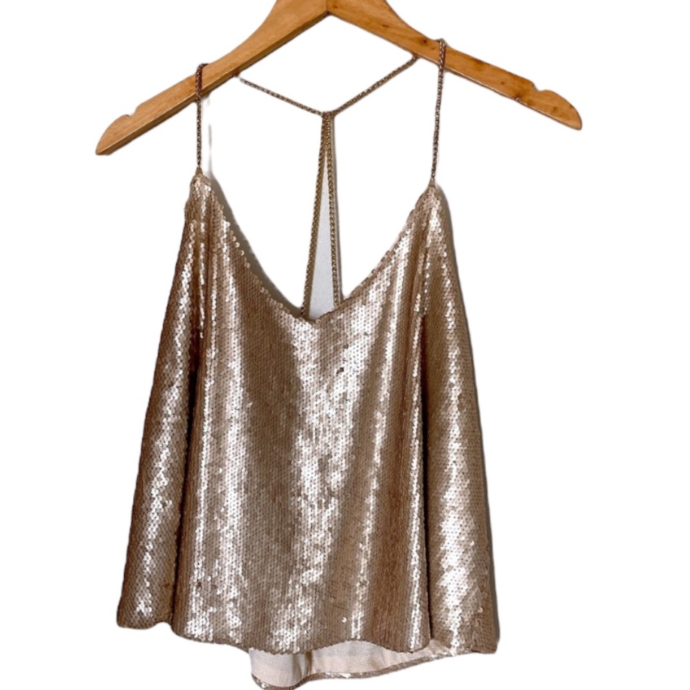 Alythea sequenced & gold straps top size S/M